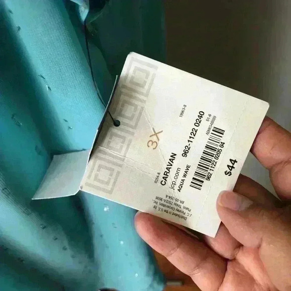 Liz Claiborne Caravan Aqua Wave Sheer Short Sleeve Top 3X - Picture 6 of 10